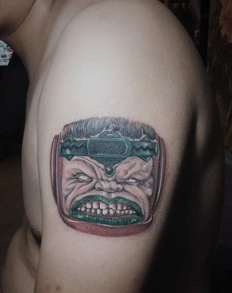 漫威系列科莫多纹身图片_肩部欧美写实New School漫威系列人物客魔多纹身图案