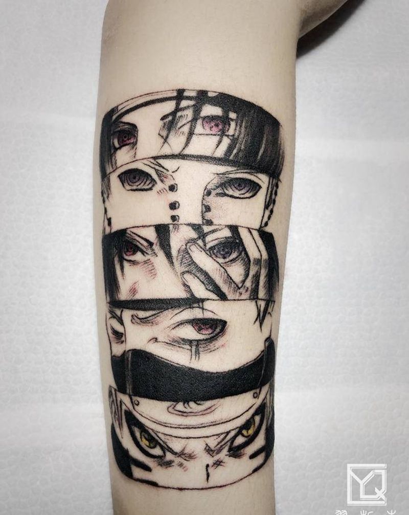 火影纹身图片_手臂Old School点刺火影花臂卡通纹身图案