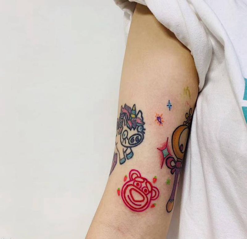 添加一枚小可爱纹身图片_New School纹身图案