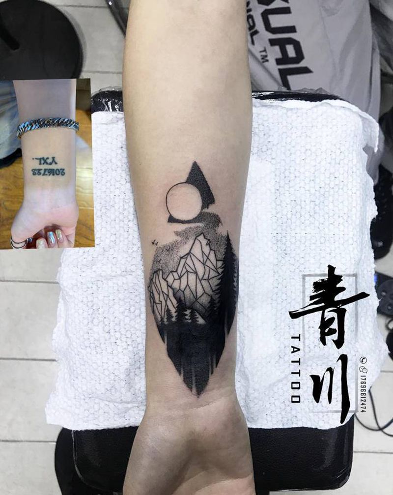 覆盖作品纹身图片_手臂点刺纹身图案