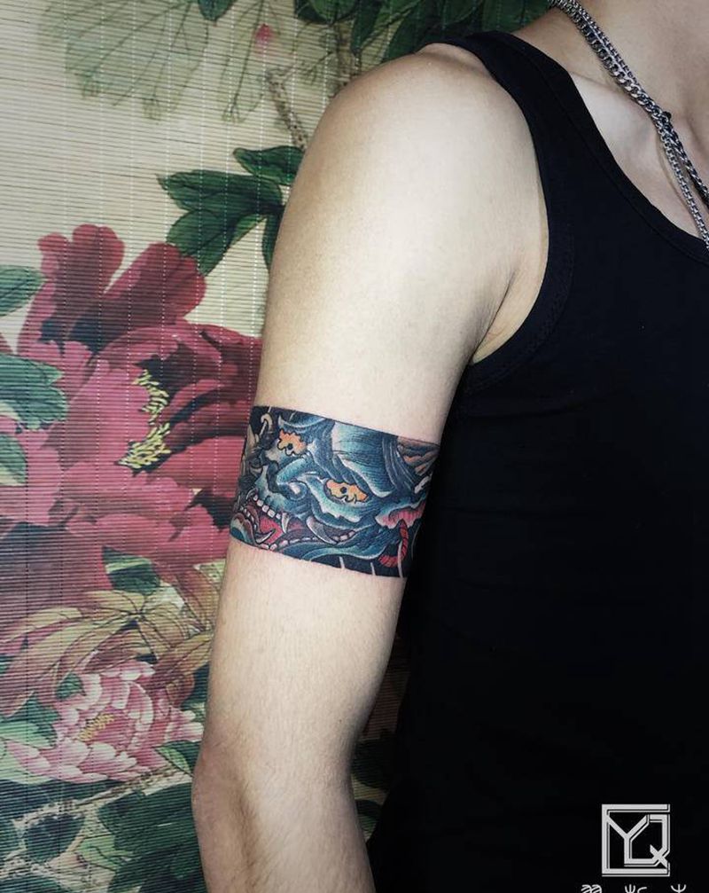 臂环般若老传统纹身图片_手臂手部新传统老传统老传统臂环般若臂环纹身图案