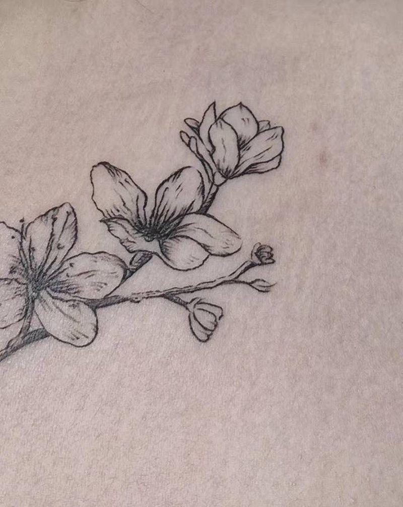 素花纹身图片_点刺纹身图案