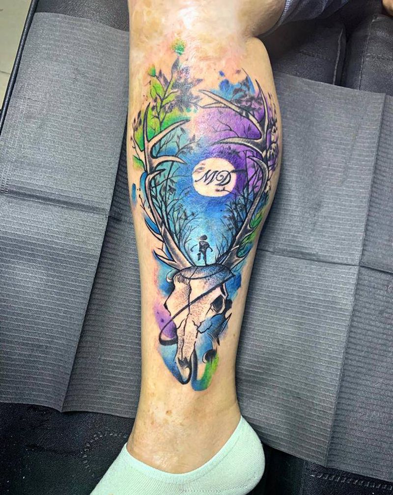 遮盖疤痕纹身图片_腿部纹身图案