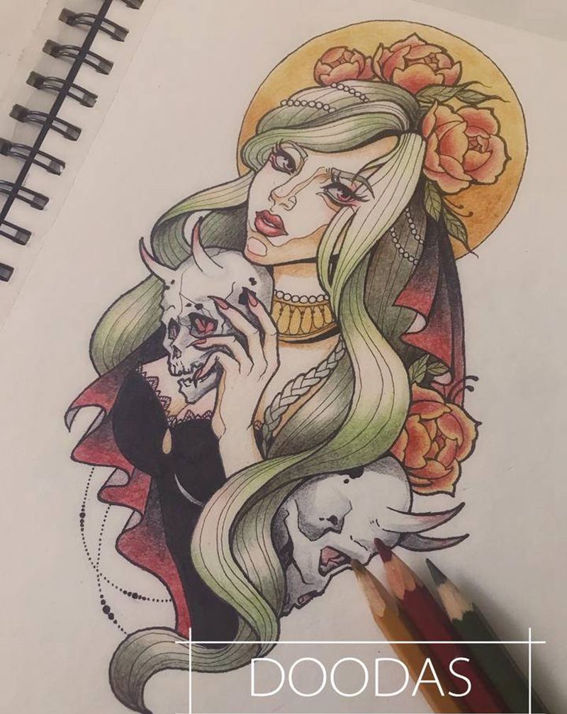 new school纹身图片_腿部手臂New School纹身图案