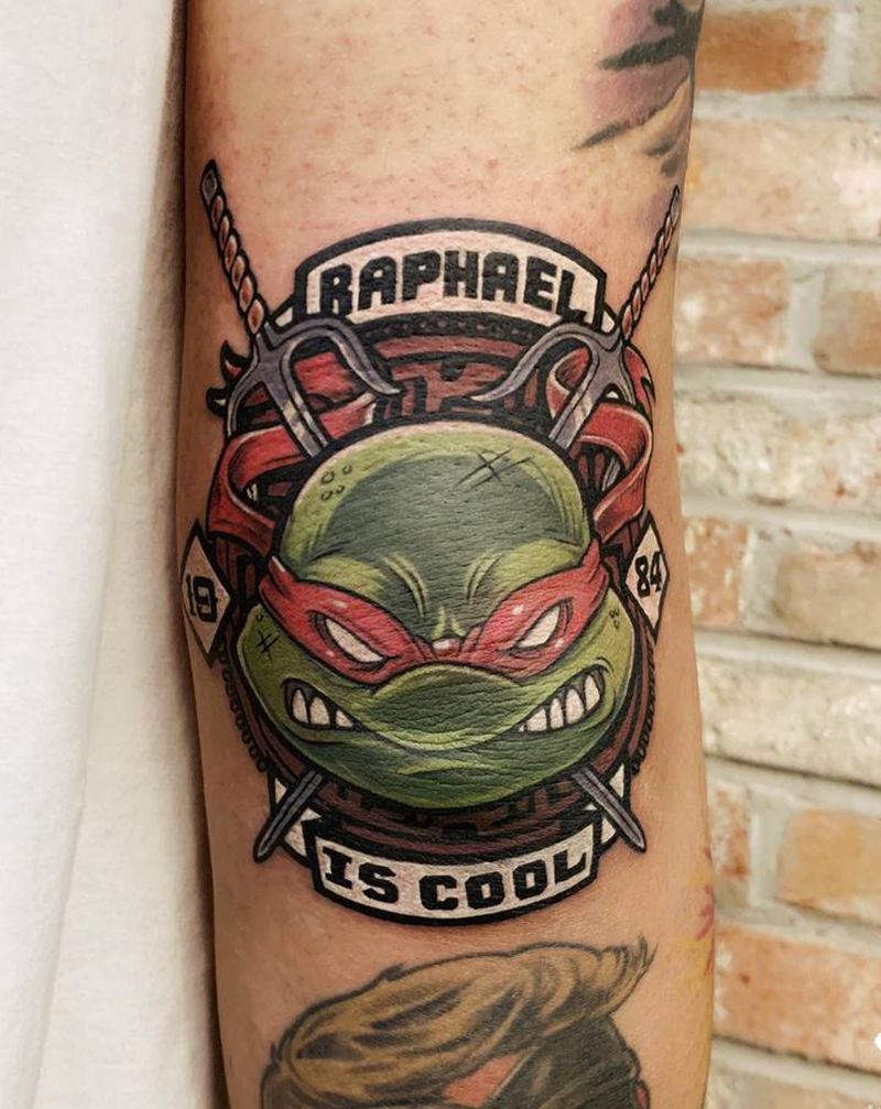 忍者神龟·拉斐尔·爆肘纹身图片_New School肘部纹身图案