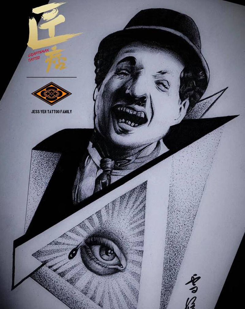 卓别林?纹身图片_手臂腿部欧美写实点刺纹身图案