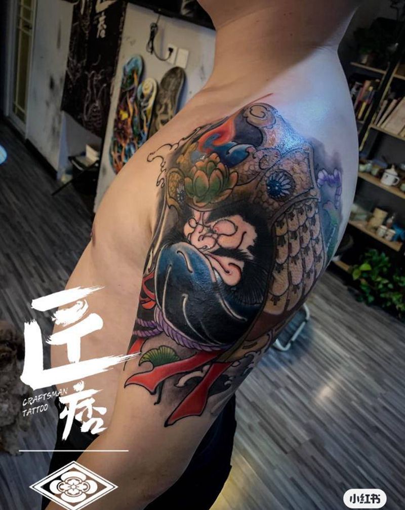 达摩蛋帮你遮盖掉过去。纹身图片_手臂新传统纹身图案