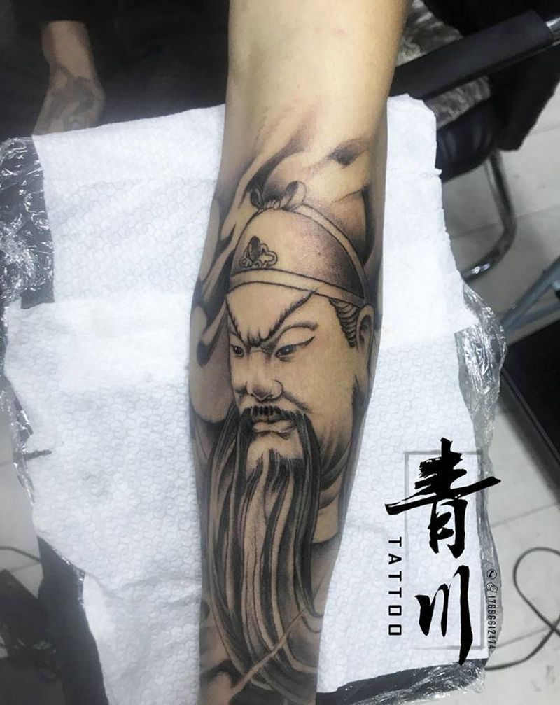 关羽纹身图片_手臂新传统纹身图案