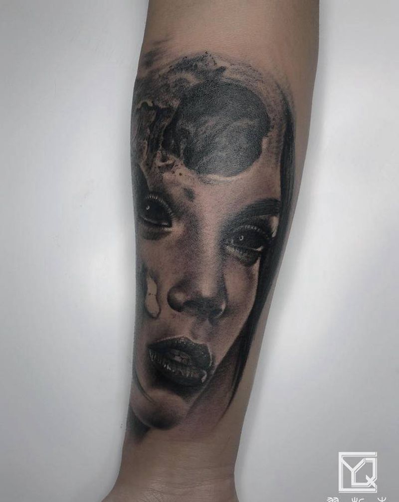 欧美写实纹身图片_手部手臂欧美写实新传统欧美写实花臂骷髅纹身图案