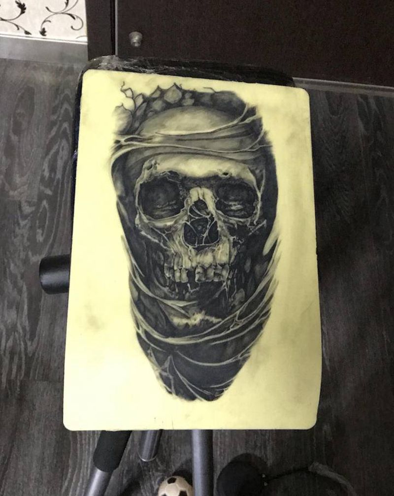 骷髅纹身图片_欧美写实纹身图案