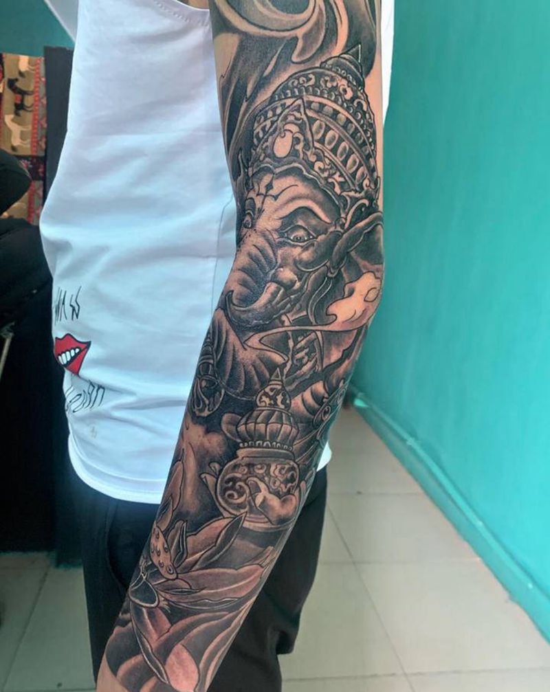象神未完纹身图片_手臂纹身图案