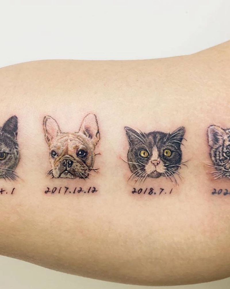 猫猫狗狗纹身图片_手臂动物纹身图案