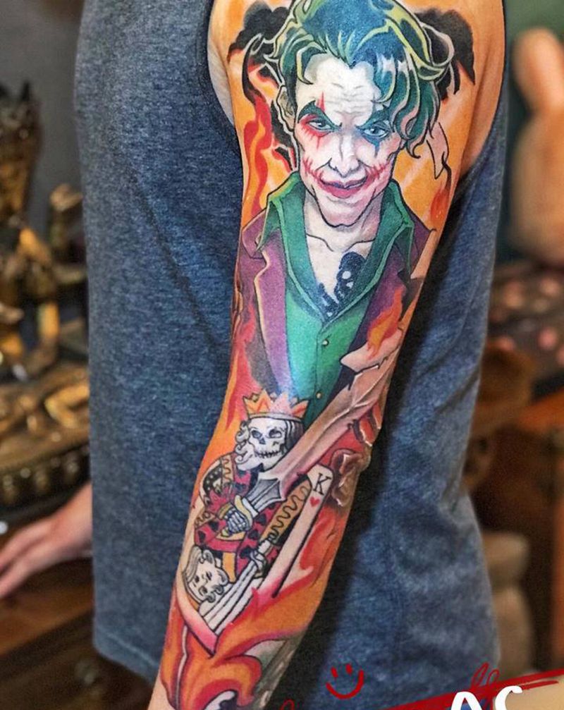 Joker花臂纹身图片_手臂New School纹身图案
