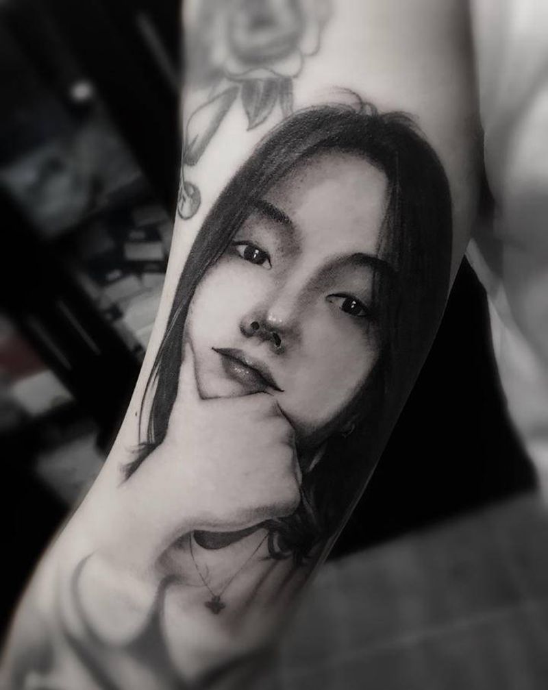 人物肖像纹身图片_手臂欧美写实纹身图案