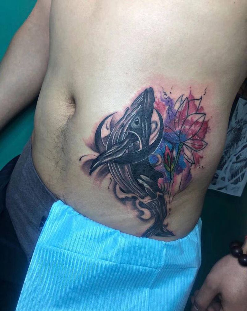 遮盖纹身图片_腹部纹身图案