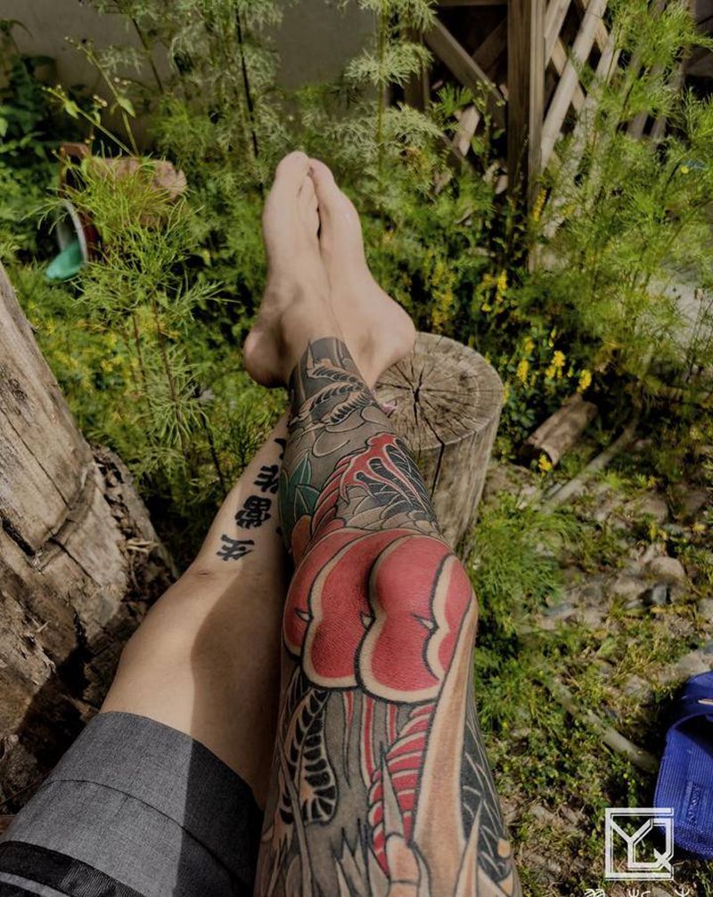 买家秀纹身图片_腿部臀部老传统新传统纹身图案