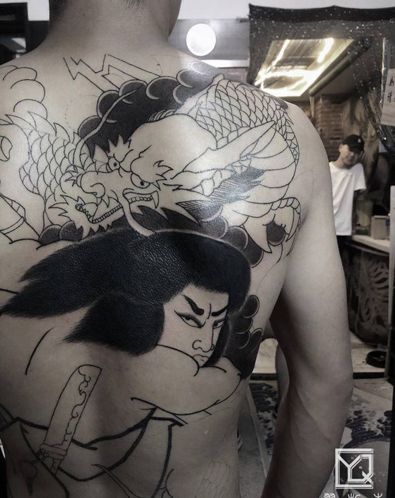 一天纹身图片_背部臀部老传统老传统日式满背纹身图案