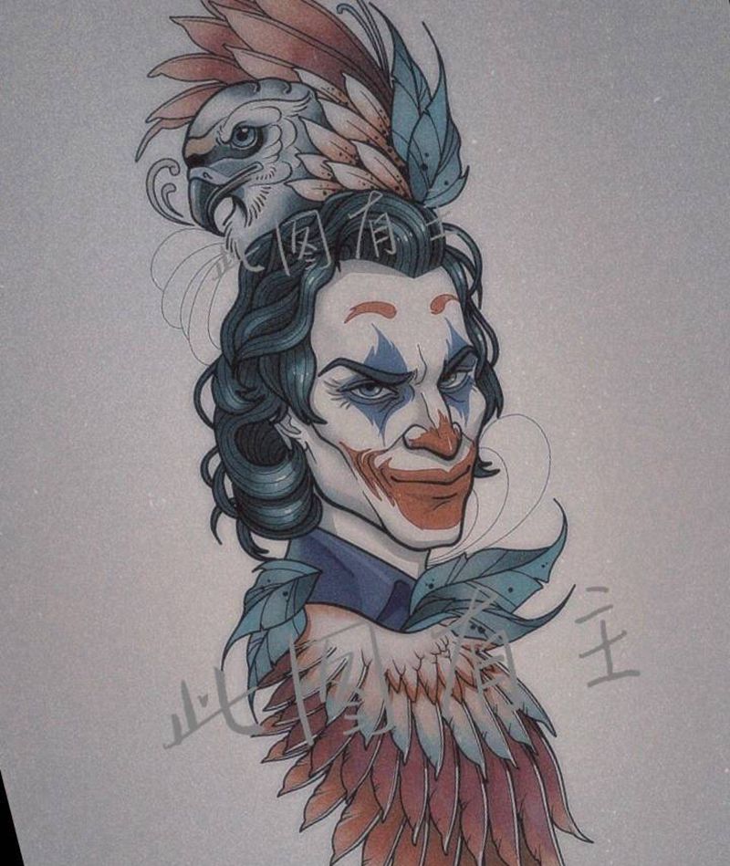 小丑纹身图片_手臂New School纹身图案