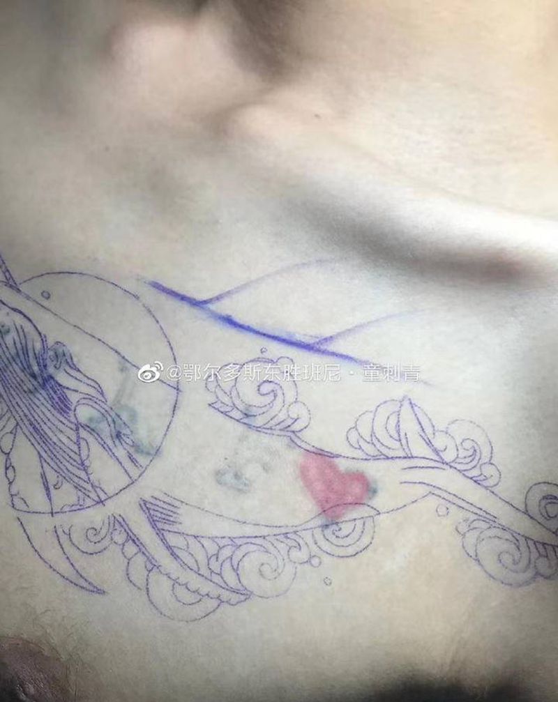 遮盖纹身图片_胸部纹身图案
