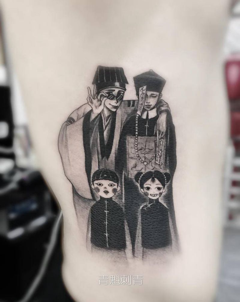 国产僵尸纹身图片_腰部纹身图案