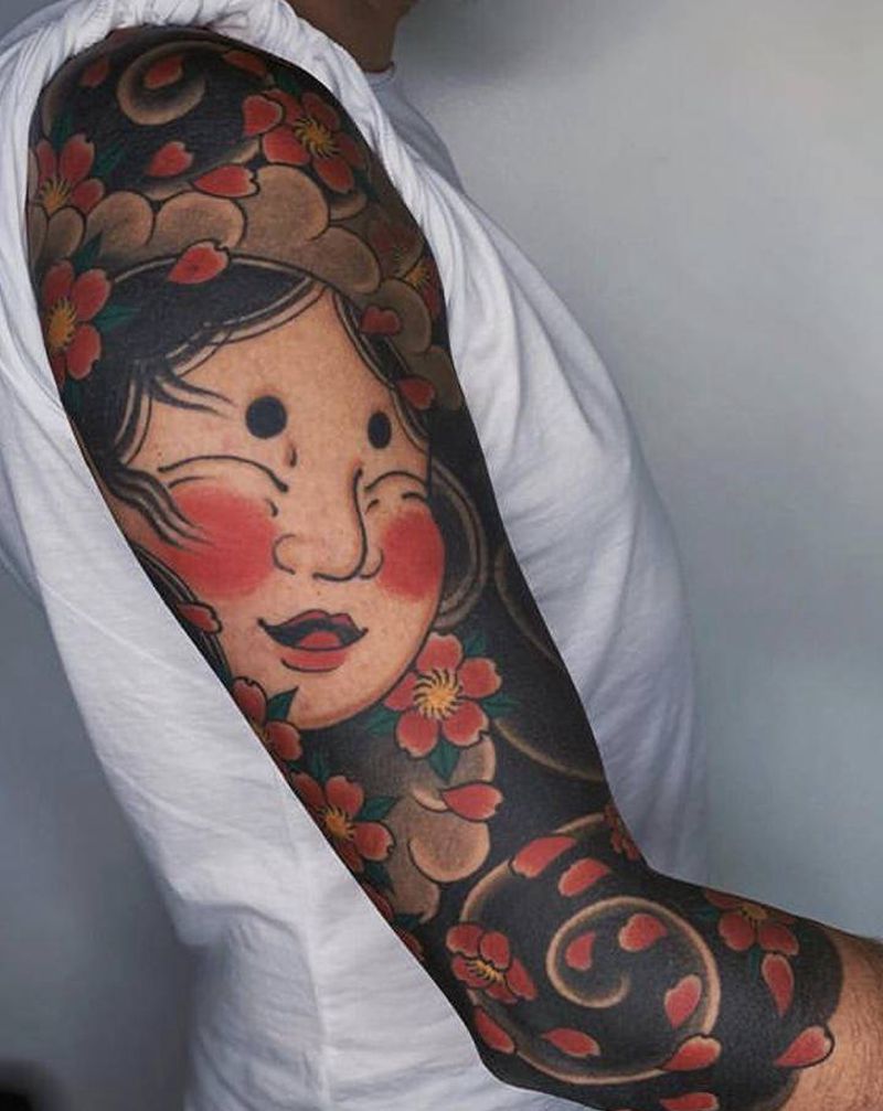 日式七分袖纹身图片_手臂老传统新传统纹身图案