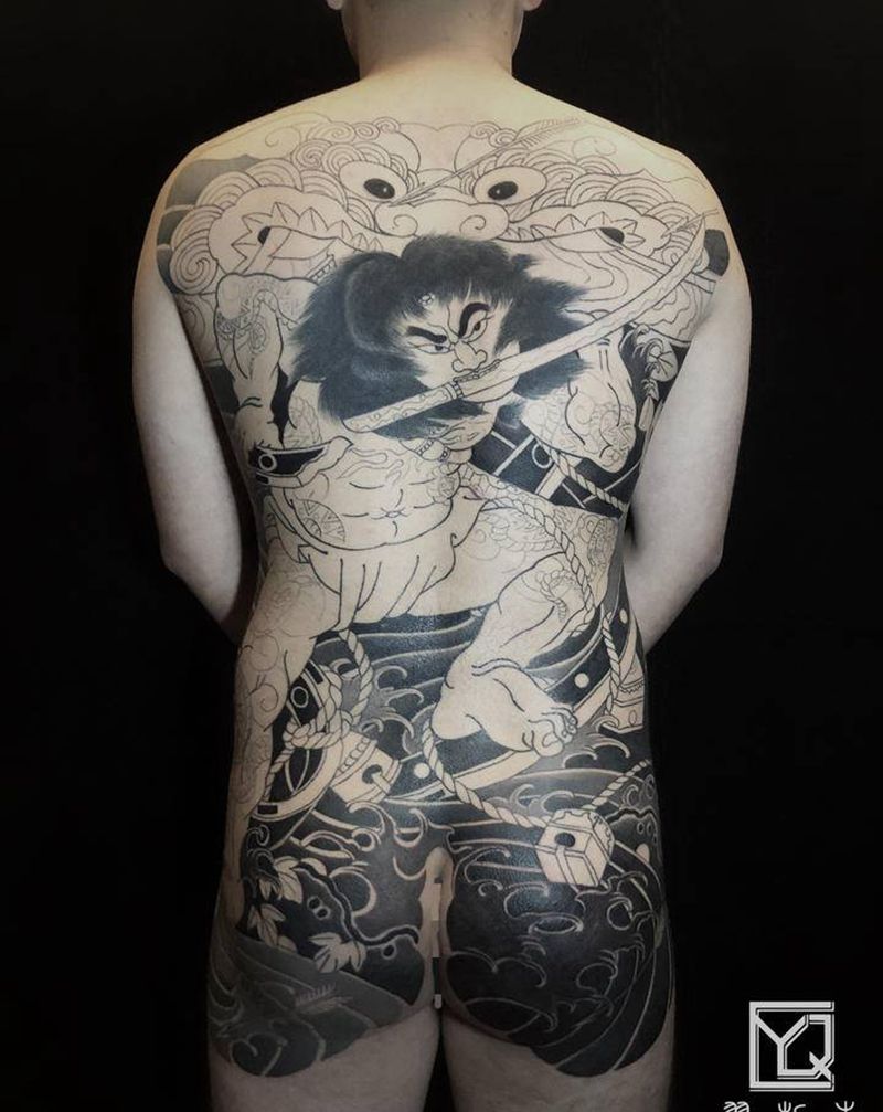 张顺未完成纹身图片_臀部背部老传统日式老传统张顺纹身图案