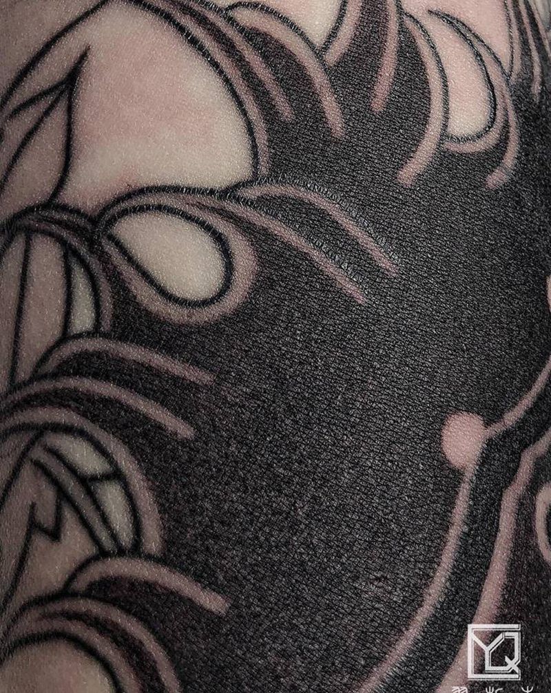 雾面纹身图片_手臂老传统磨砂雾老传统花臂纹身图案