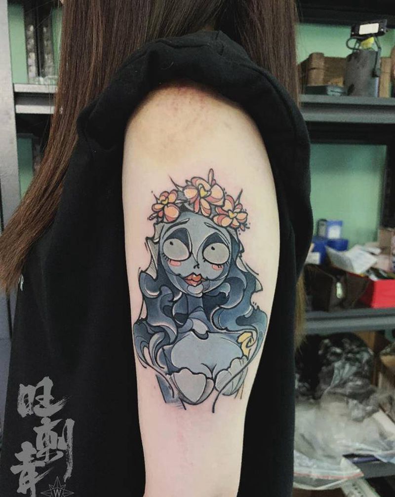 僵尸新娘纹身图片_手臂New School僵尸新娘僵尸新娘纹身图案