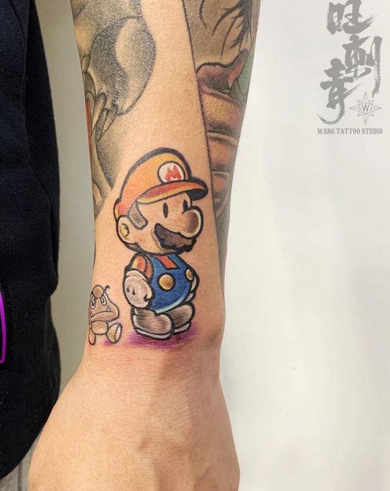 new school 马里奥纹身图片_手臂New School马里奥超级玛丽纹身图案