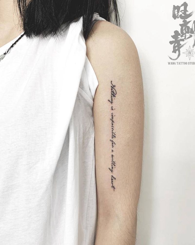 小清新 英文纹身图片_手臂花体字英文纹身图案