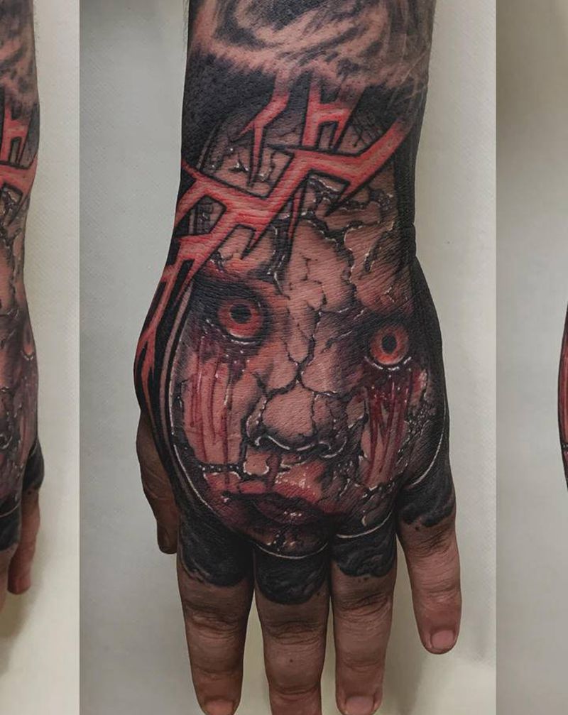 恶灵退散纹身图片_手部欧美写实纹身图案
