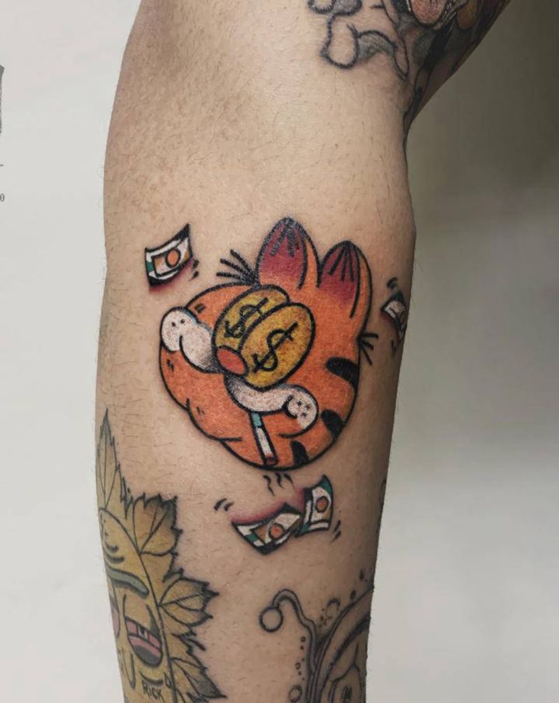 加菲猫纹身图片_手臂New School加菲猫纹身图案