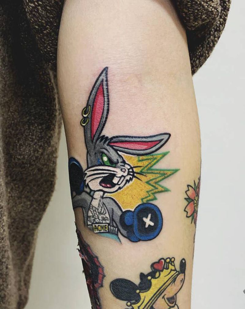 兔八哥纹身图片_手臂New School兔八哥纹身图案