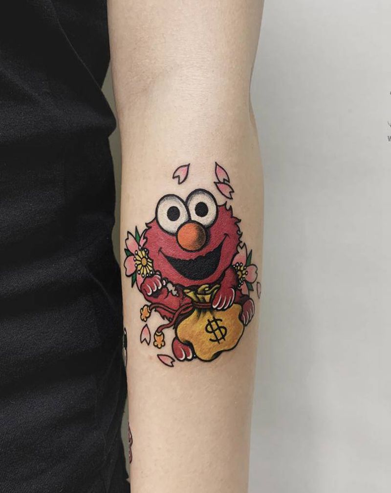 芝麻街纹身图片_手臂New School芝麻街纹身图案