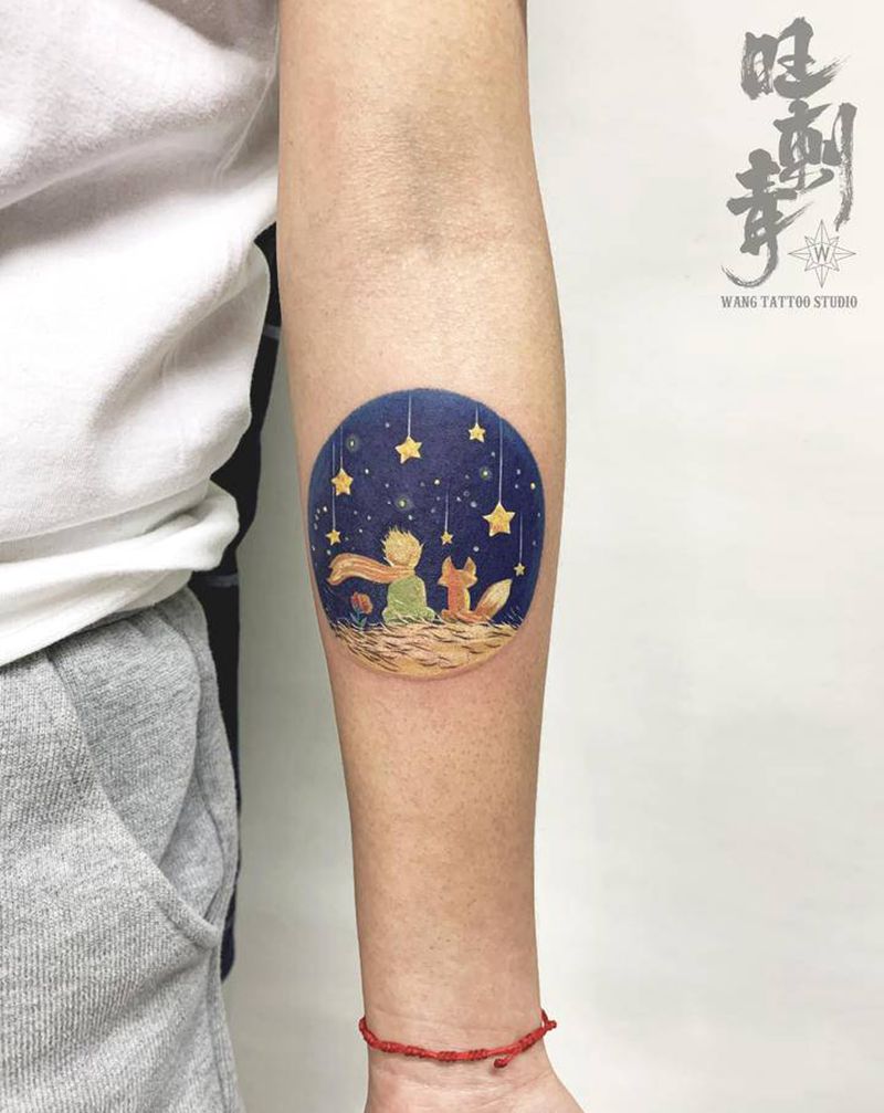 小王子纹身图片_手臂New School几何小王子纹身图案