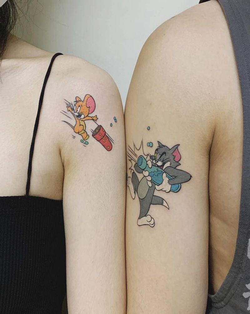 Tom&Jerry纹身图片_手臂New School卡通汤姆杰瑞纹身图案