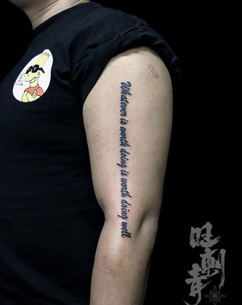 英文纹身图片_手臂花体字图腾纹身图案