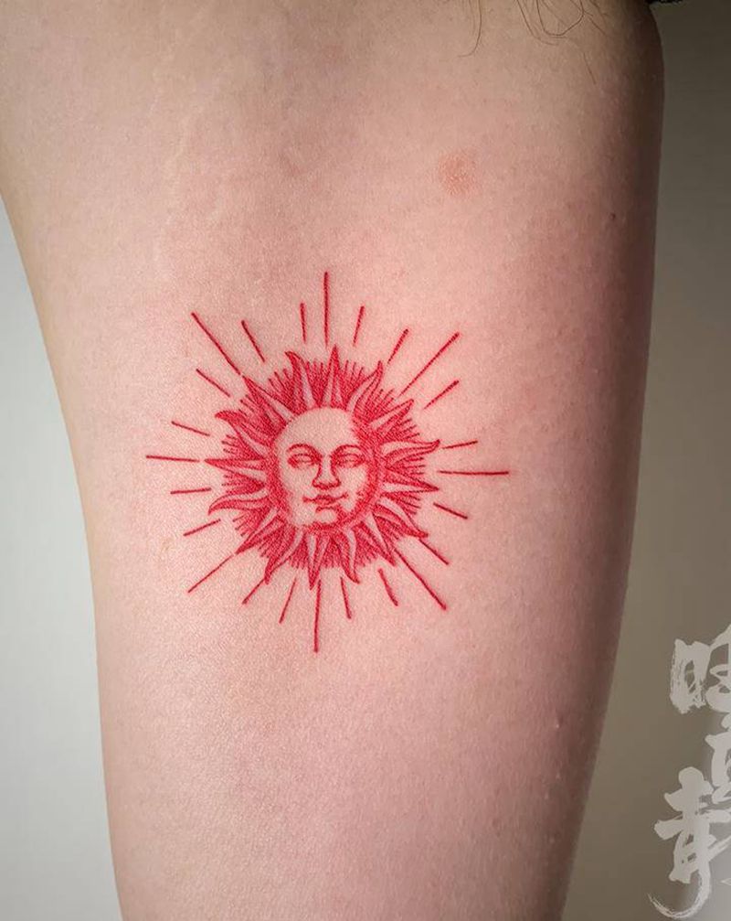 太阳神☀️纹身图片_手臂图腾太阳纹身图案