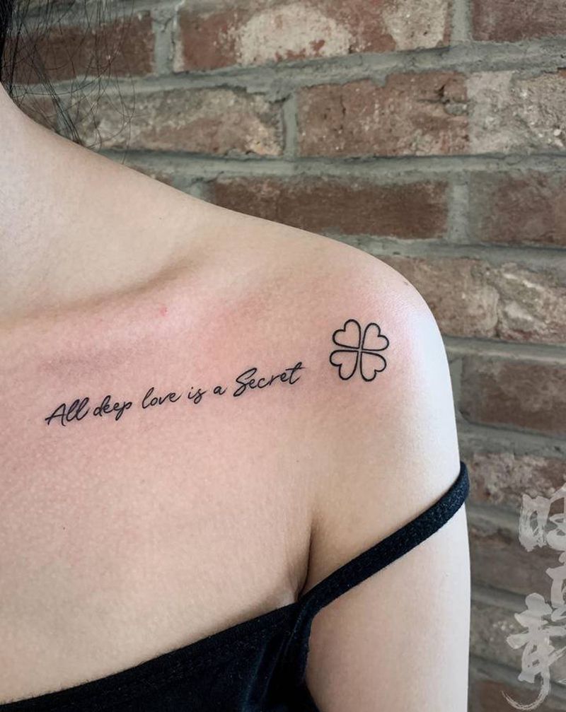 清新英文纹身图片_颈部肩部花体字纹身图案