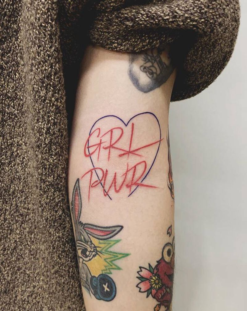 GIRL POWER纹身图片_手臂花体字图腾英文纹身图案