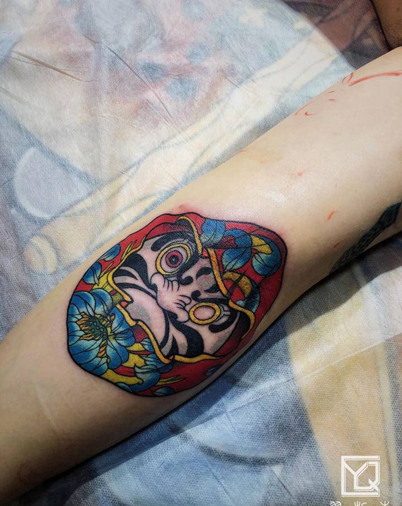 达摩蛋蛋纹身图片_手臂手部老传统新传统老传统花臂沈阳纹身图案