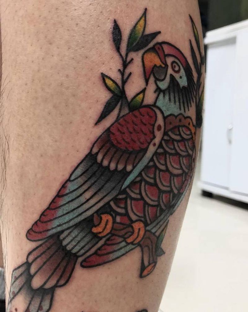 old school鹦鹉纹身图片_手臂腿部Old SchoolNew School纹身图案