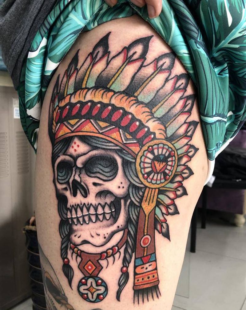 印第安人纹身图片_New SchoolOld School纹身图案