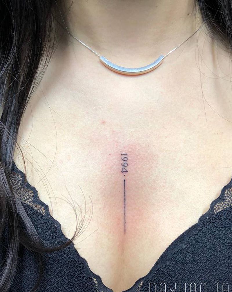 小清新纹身图片_胸部手臂点刺几何纹身图案