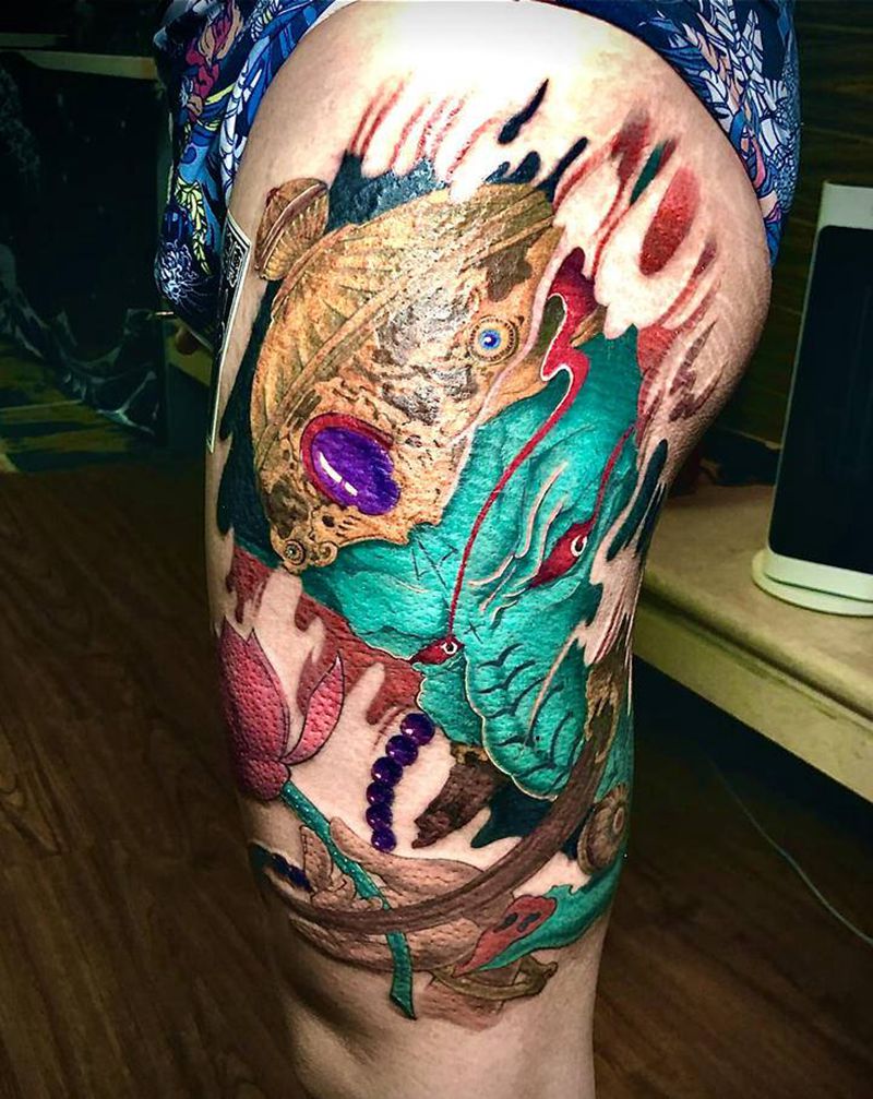 原创象神纹身图片_臀部腿部新传统老传统纹身图案