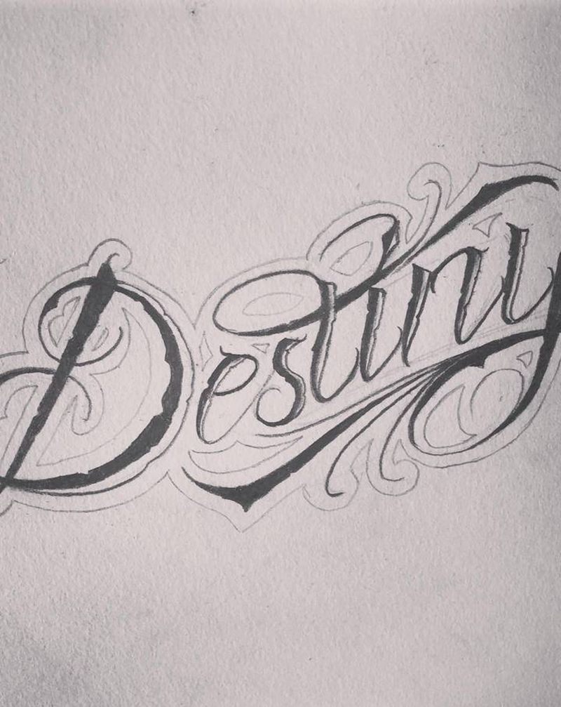 原创花体字纹身图片_手臂腰部花体字点刺纹身图案