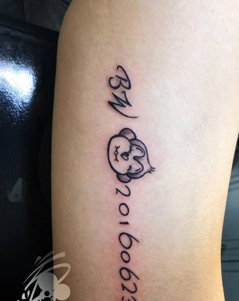 情侣小清新纹身图片_手臂花体字英文猴子生肖纹身图案