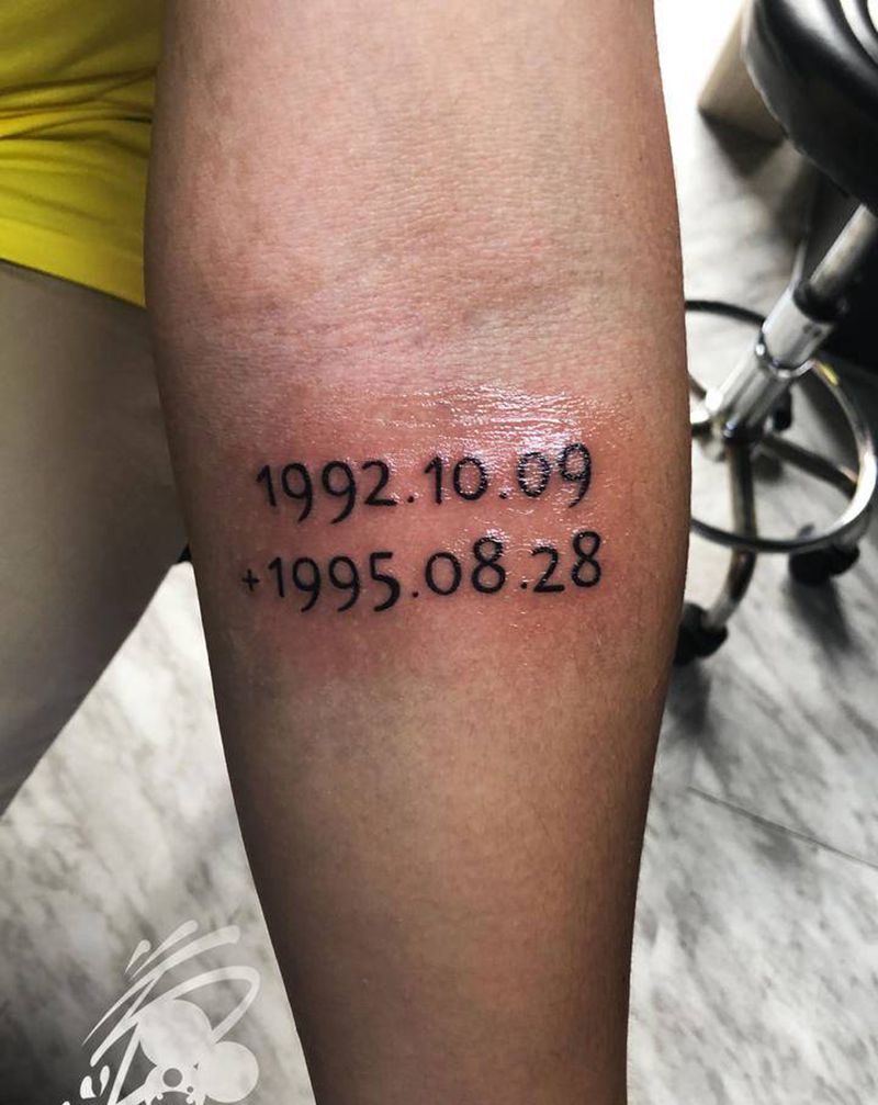 生日纹身图片_手臂几何数字生日纪念日纹身图案