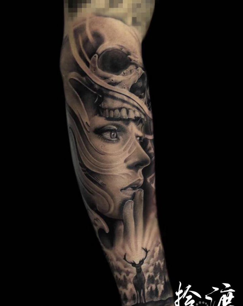 by拾渡纹身图片_手臂欧美写实纹身图案