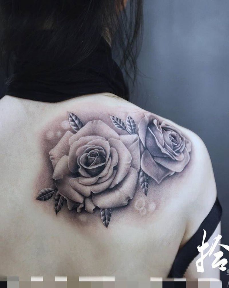 by拾渡纹身图片_背部欧美写实纹身图案